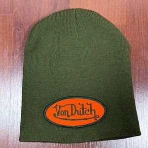Von Dutch Olive Knit Cap with Orange Logo. It’s back!! Y2K 🧡🧡